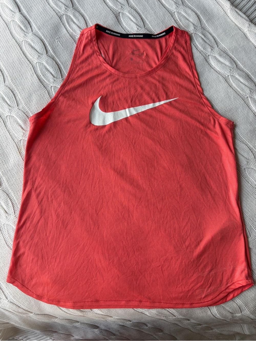 Nike Women's Coral racer dri-fit Tank Top with White Swoosh medium